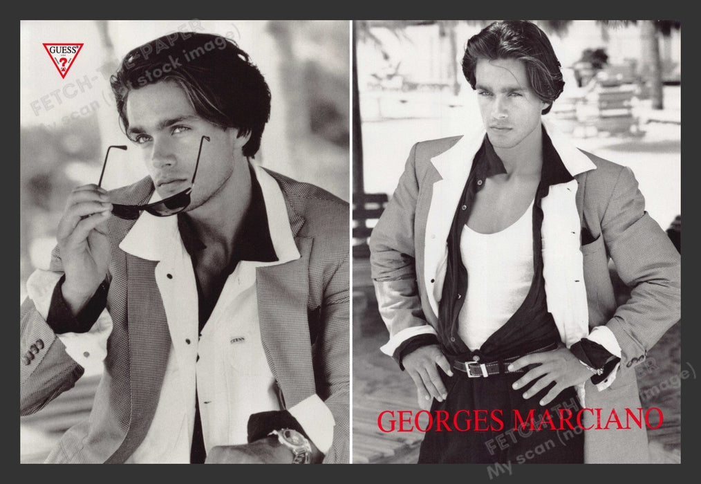Guess Men Front/Back Page Male Eyes 1990s Print Advertisement 1993 Fetch the Paper!