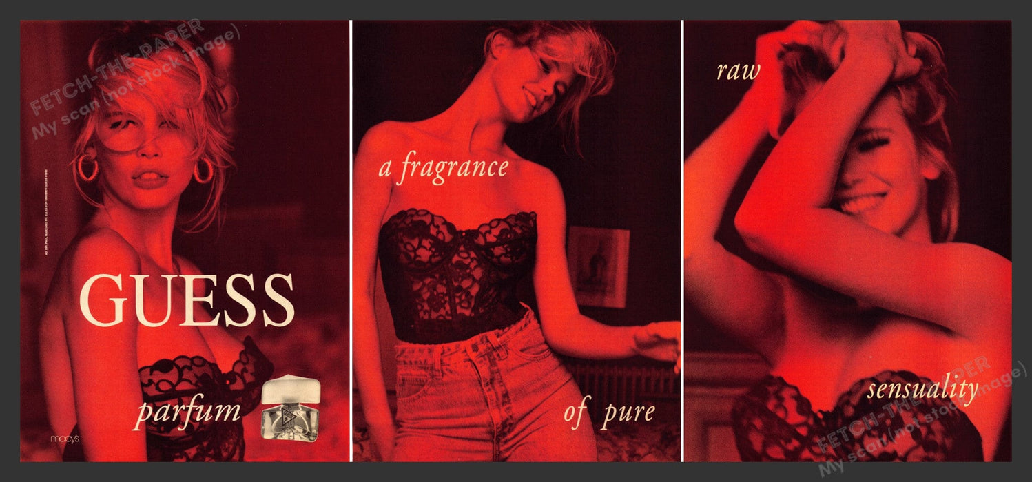 1990 Guess Perfume Claudia Schiffer Print Advertisement (3 Pages)