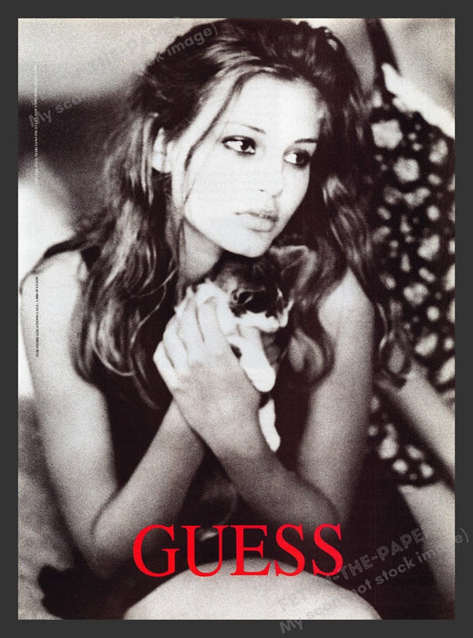 1994 Guess Sexy Model with Kitten Print Advertisement Ad