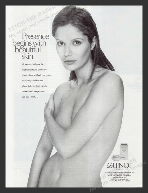 Guinot 1990s Print Advertisement 1994 Naked Model Beautiful Skin Fetch the Paper!