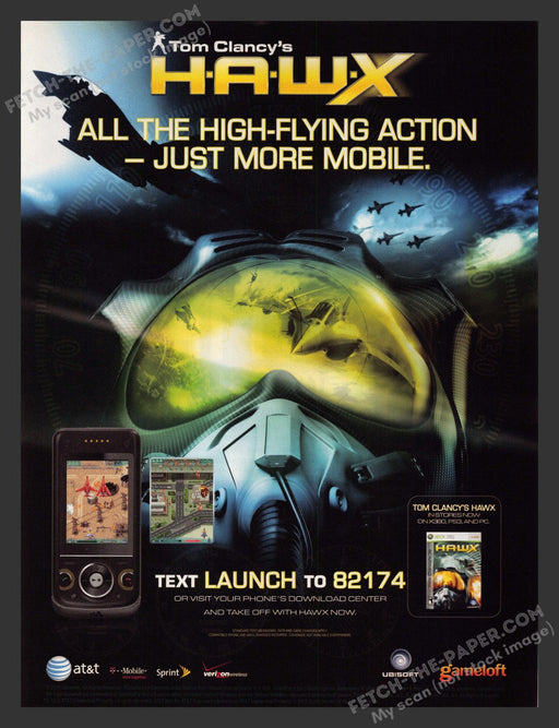 2008 Print Advertisement H.A.W.X. Tom Clancy Video Game Ad.
