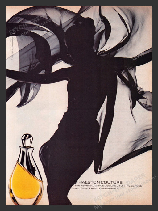 1988 Halston Couture Fragrance Woman's Silhouette Print Advertisement Ad