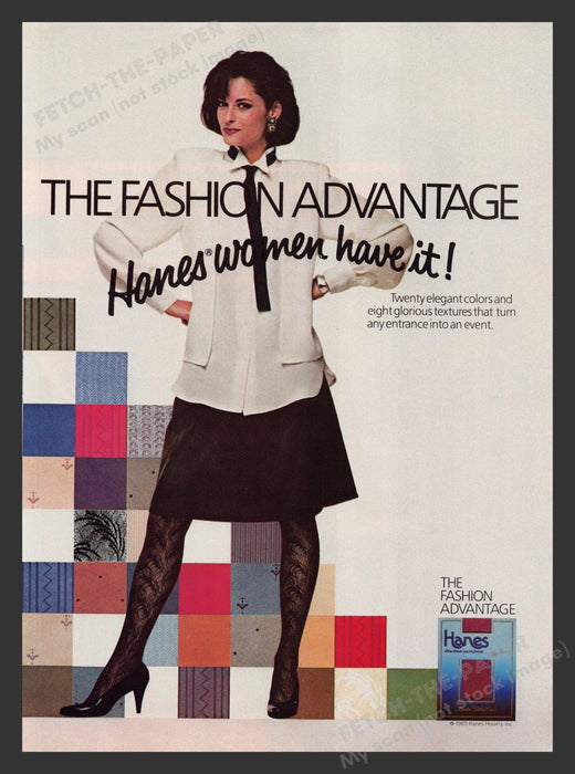 Hanes Sheer Pantyhose Hosiery Fashion 1980s Print Advertisement Ad 1985 Fetch the Paper!