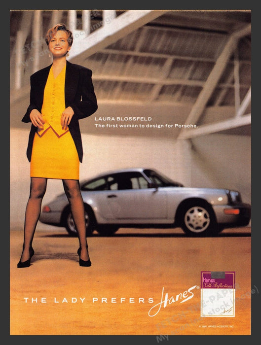 1990 Hanes Silk Reflections Laura Blossfeld Porsche Print Advertisement Ad
