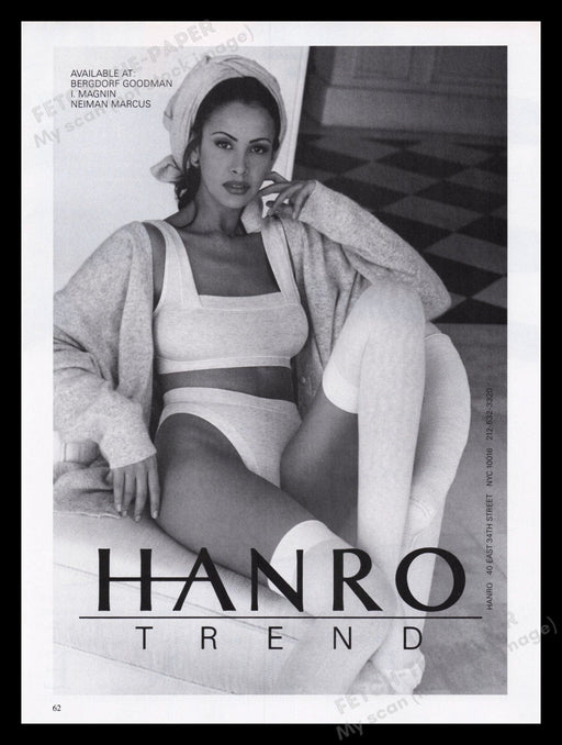 Hanro Trend Lingerie 1990s Print Advertisement Ad 1993 Thigh Highs Legs Fetch the Paper!