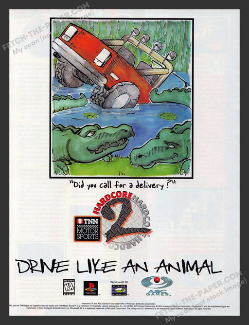 1997 Print Advertisement Hardcore 2 (Aligators) Video Game Ad.