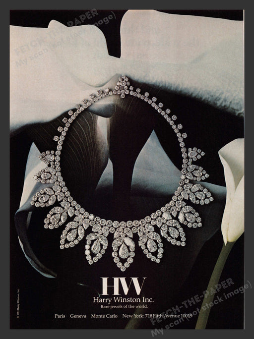 Harry Winston Inc Gorgeous Necklace Calalily 1980s Print Advertisement 1983 Fetch the Paper!