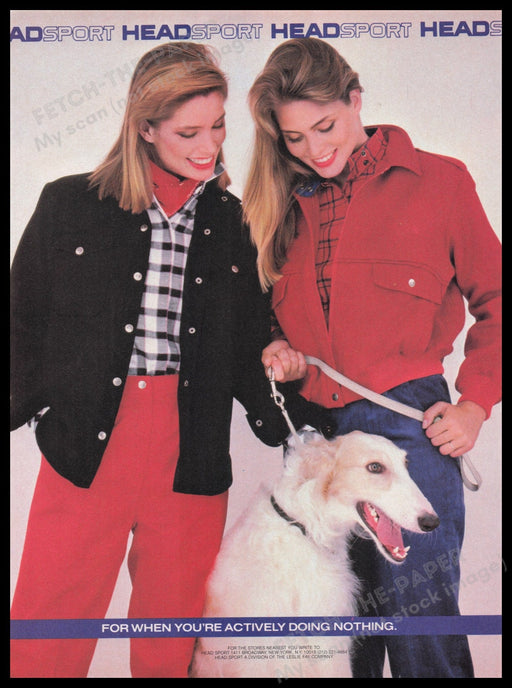 Head Sport Clothing 1980s Print Advertisement Ad 1983 Borzoi Dog Fetch the Paper!