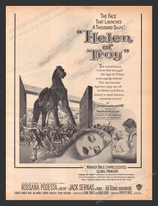 1956 Helen of Troy Movie Release Print Advertisement Ad