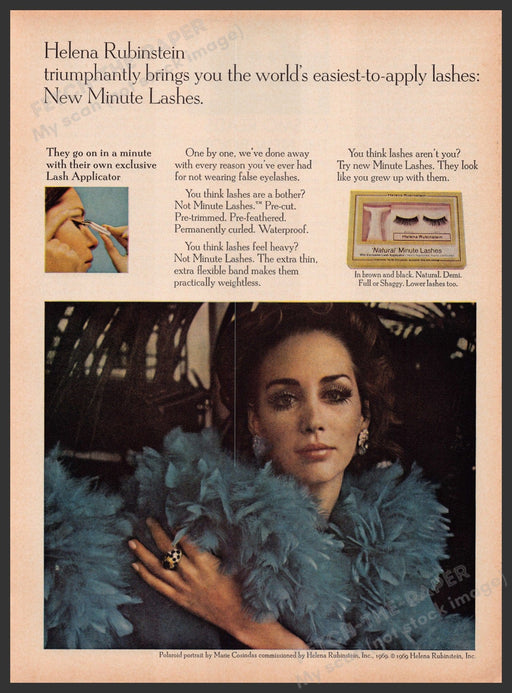 Helena Rubinstein New Minute Lashes 1960s Print Advertisement 1969 Cosmetics Fetch the Paper!