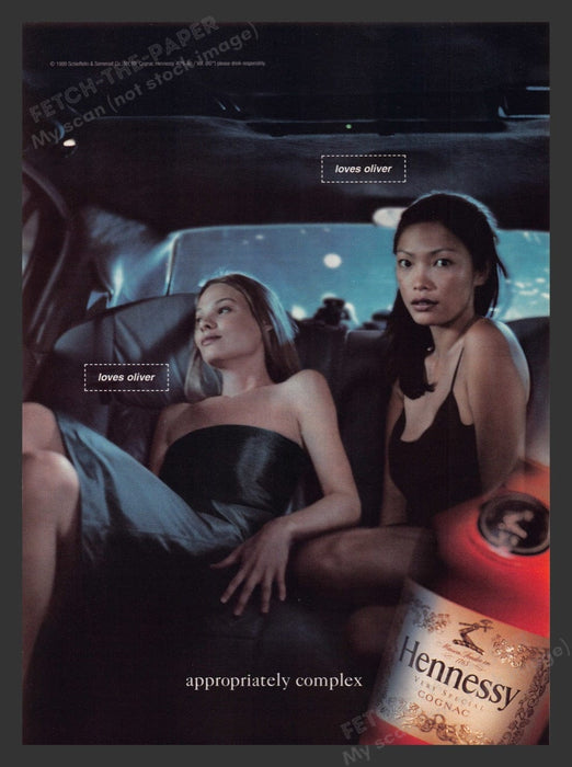 1999 Hennessy Cognac Girls in Limo "Loves Oliver" Print Advertisement Ad