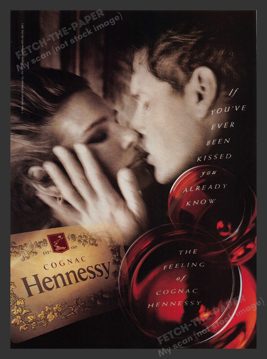 Hennessy Cognac Kissing Couple 1990s Print Advertisement 1995 Fetch the Paper!
