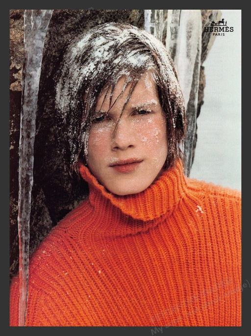 2000 Hermes Paris Male Model Snow Frozen Print Advertisement Ad