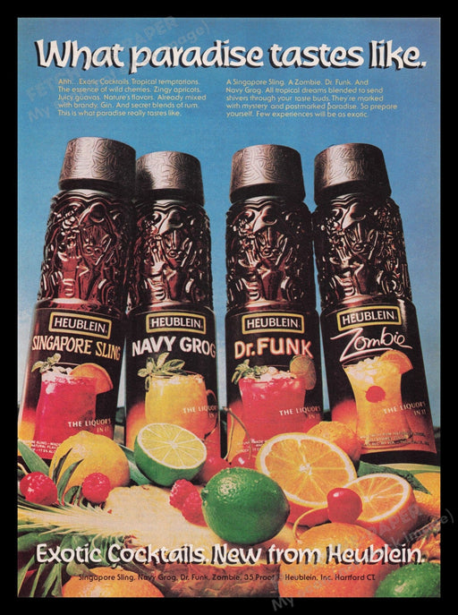 Heublein Exotic Cocktails 1970s Print Advertisement Ad 1978 Fetch the Paper!