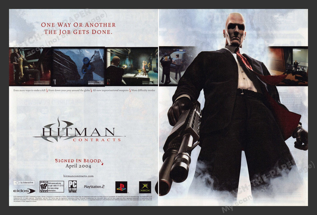 2004 Hitman: Contracts "Job Gets Done" Video Game Print Advertisement (2 Pages)