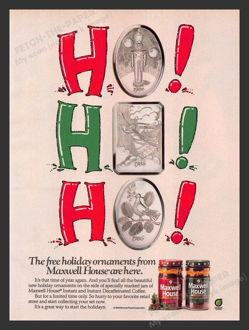 1986 Ho! Ho! Ho! Maxwell House Coffee Print Advertisement Ad