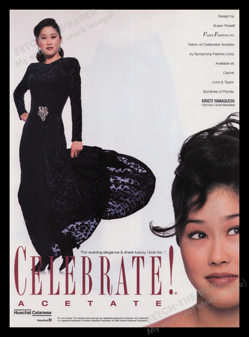 Hoechst Celanese 1990s Print Advertisement 1995 Kristi Yamaguchi Acetate Fetch the Paper!