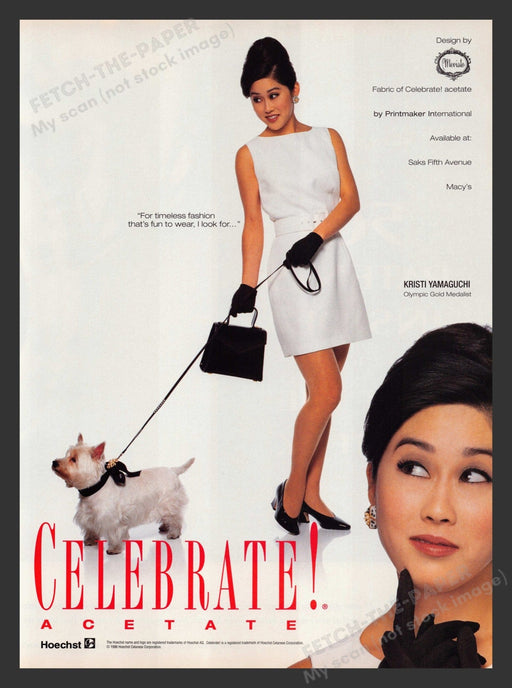 Hoechst Kristi Yamaguchi West Highland Terrier 1990s Print Advertisement 1996 Fetch the Paper!