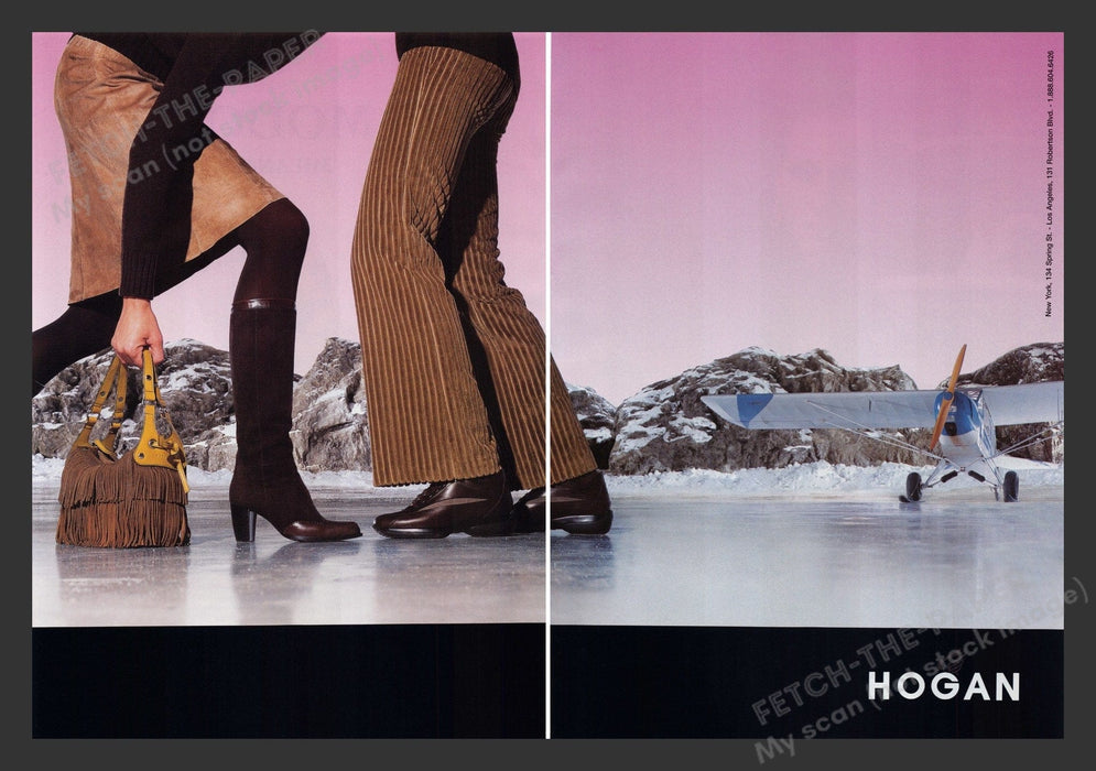 Hogan Shoes Iced Lake Airplane 2000s Print Advertisement (2 pages) 2001 Fetch the Paper!
