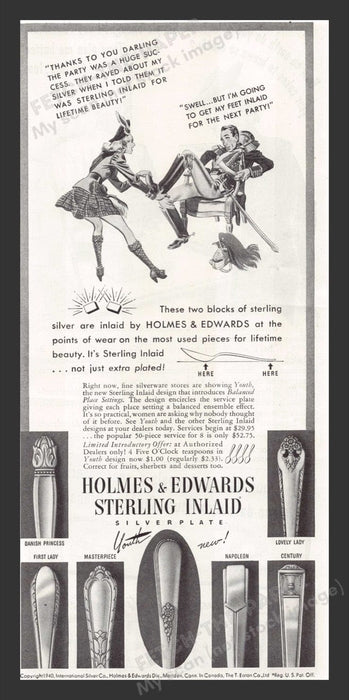 1940 Holmes & Edwards Sterling Inlaid Silverplate Print Advertisement Ad