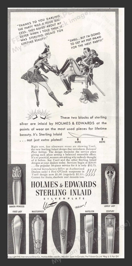 1940 Holmes & Edwards Sterling Inlaid Silverplate Print Advertisement Ad