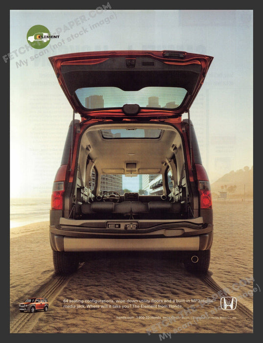 2005 Print Advertisement Honda Element SUV Beach Scene Ad.