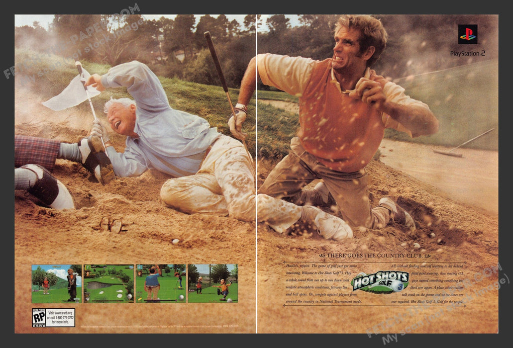 2002 Print Advertisement 2 Page Hot Shots Golf 3 Video Game Ad.