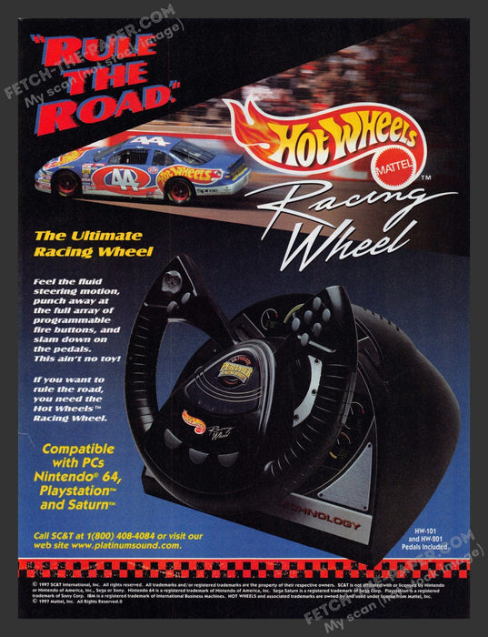 1997 Print Advertisement Hot Wheels Per4mer Racing Wheel Controller Game Ad.