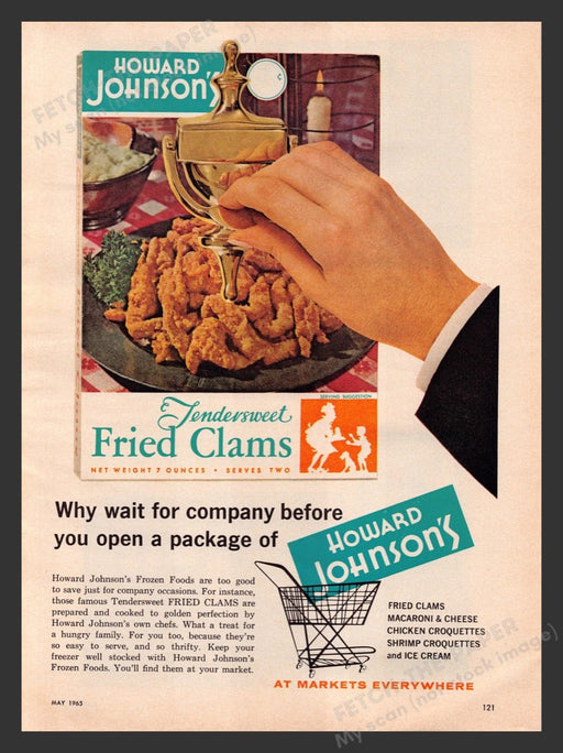 1965 Howard Johnson's Tendersweet Fried Clams Print Advertisement Ad