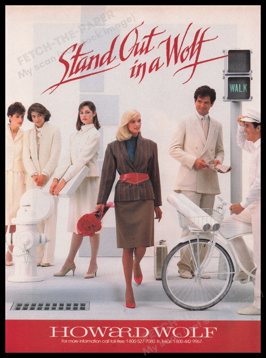 Howard Wolf Clothing 1980s Print Advertisement Ad 1983 Legs Street "Stand Out" Fetch the Paper!
