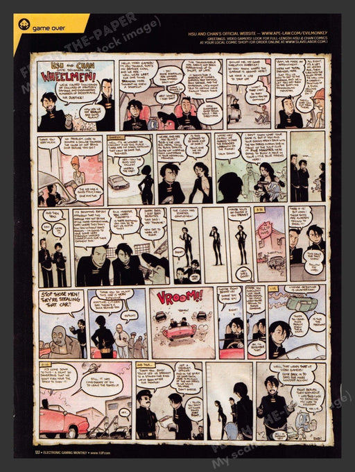 HSU & Chan "Wheelmen!" 2000s Video Game Comic from Magazine Fetch the Paper!