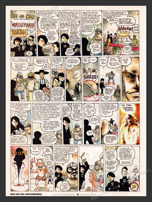 HSU & Chan "Wrasslemania!" 2000s Video Game Comic from Magazine 2002 Fetch the Paper!