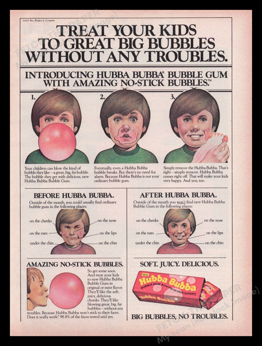 Hubba Bubba Bubble Gum 1970s Print Advertisement Ad 1979 Fetch the Paper!