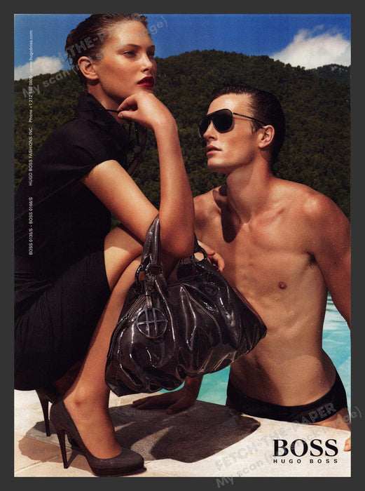 Hugo Boss Handbag Pool Sexy Guy Speedo 2000s Print Advertisement Ad 2008 Fetch the Paper!