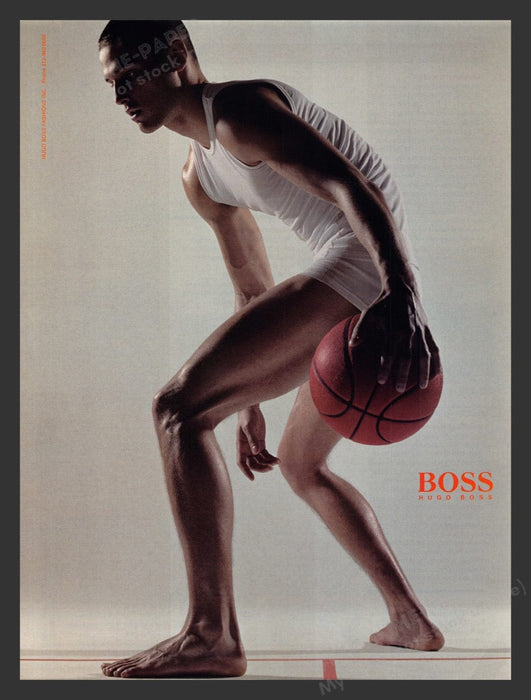 2002 Hugo Boss Men's Underwear Playing Basketball Print Advertisement Ad