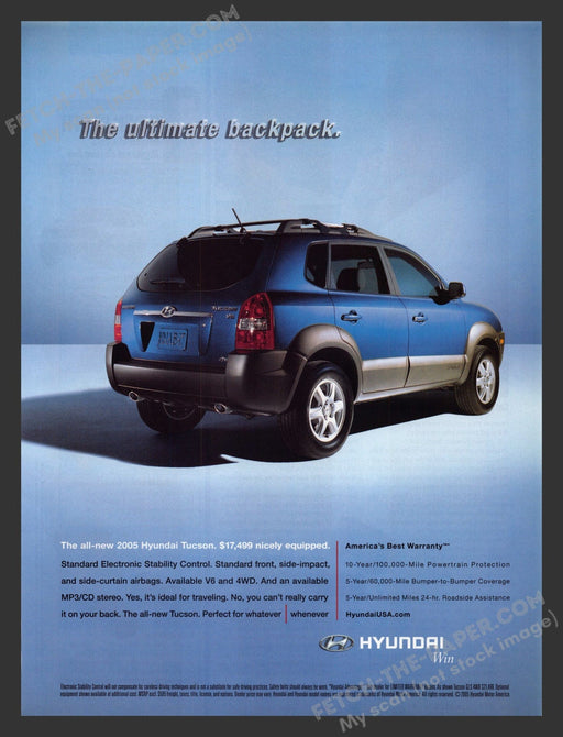 2007 Print Advertisement Hyundai Tucson SUV The Ultimate Backpack Ad.