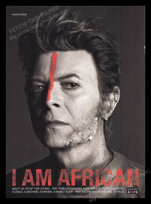 "I am African" HIV Aids Campaign 2000s Print Advertisement Ad 2006 David Bowie Fetch the Paper!