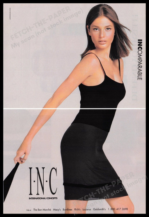 Inc International Concepts 1990s Print Advertisement (2 pages) 1998 Legs Model Fetch the Paper!