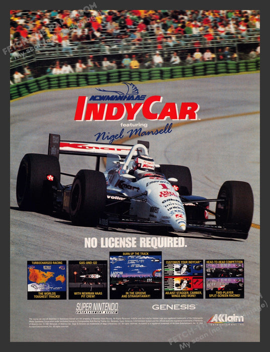 1994 Print Advertisement Indy Car featuring Nigel Mansell Athlete Video Game Ad.