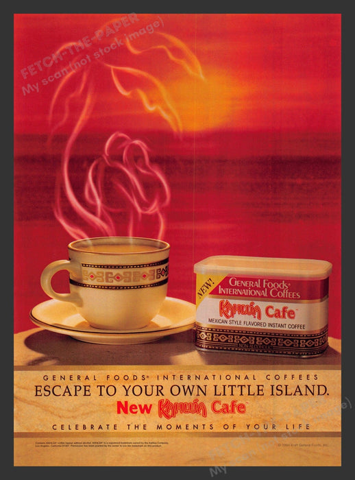 International Foods Kahlua Cafe Coffee 1990s Print Advertisement Ad 1994 Fetch the Paper!