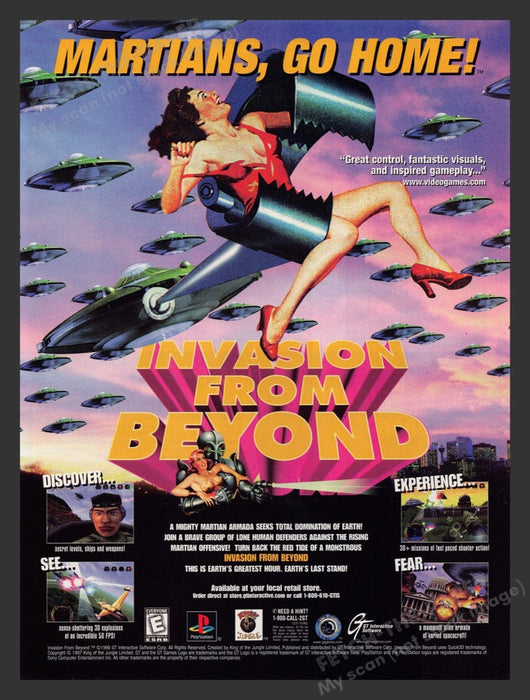 1998 Invasion from Beyond "Martians, go home!" Video Game Print Advertisement