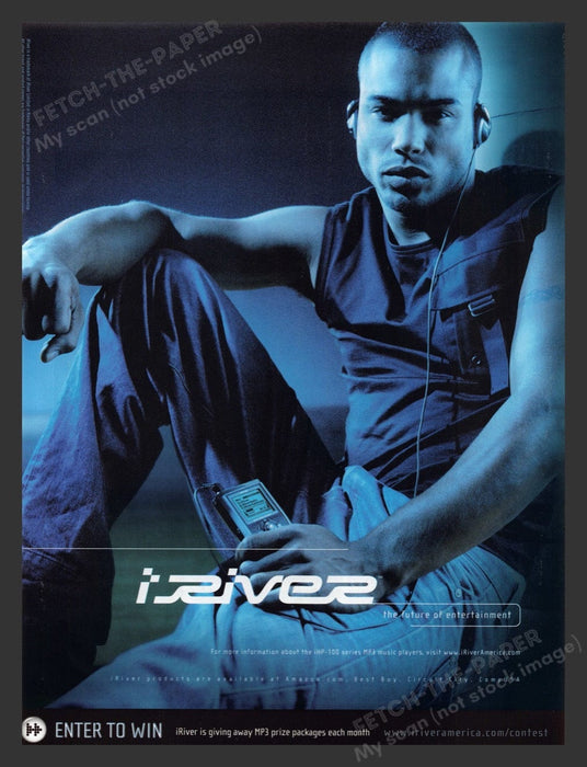 2004 iRiver iHP-100 MP3 Player Man Sitting Print Advertisement Ad