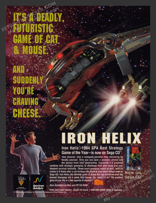 1994 Print Advertisement Iron Helix Sega Video Game Ad.