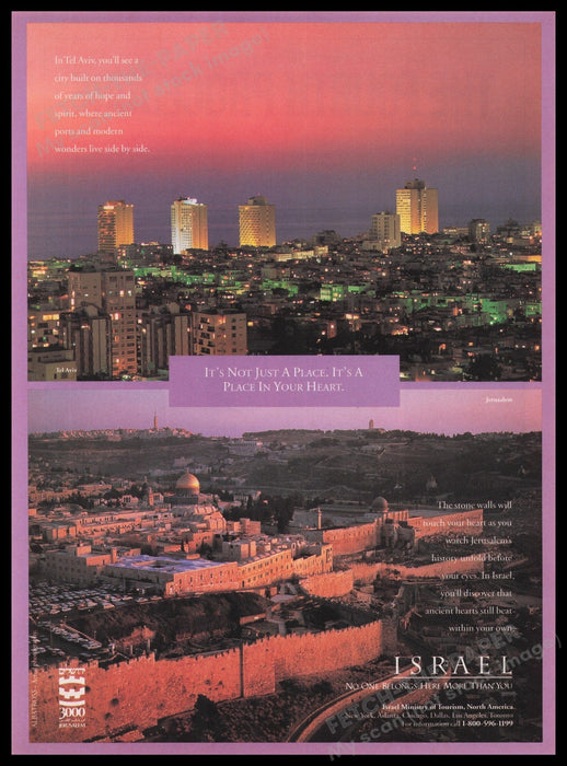 Israel Ministry of Tourism 1990s Print Advertisement Ad 1995 Fetch the Paper!