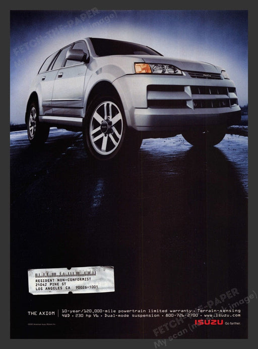 2001 Isuzu Axiom Resident "Non-Conformist" Print Advertisement Ad