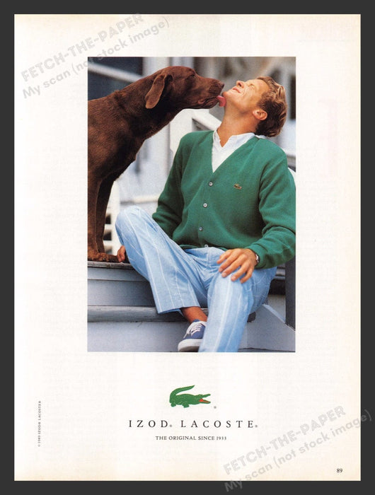 1989 Izod Lacoste Clothing Chocolate Lab Dog Print Advertisement Ad
