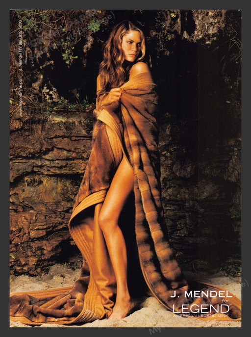 2000 J. Mendel Legend Mink Blanket Nude Model Beach Print Advertisement Ad