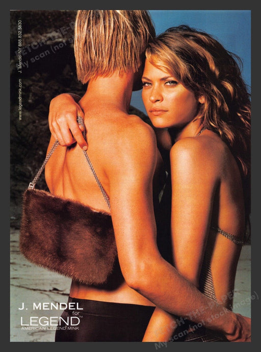 2000 J. Mendel Legend Mink Purse Beach Couple Print Advertisement Ad