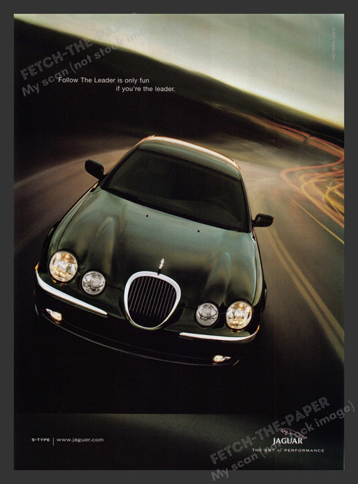 Jaguar S-Type Going Down the Road 2000s Print Advertisement 2001 Fetch the Paper!