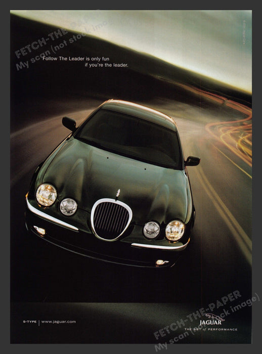 Jaguar S-Type Going Down the Road 2000s Print Advertisement 2001 Fetch the Paper!